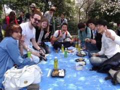 ２０１１年４月１１日，东京银星日本语学校组织部分同学去了学校附近的芝公园看樱花会。
